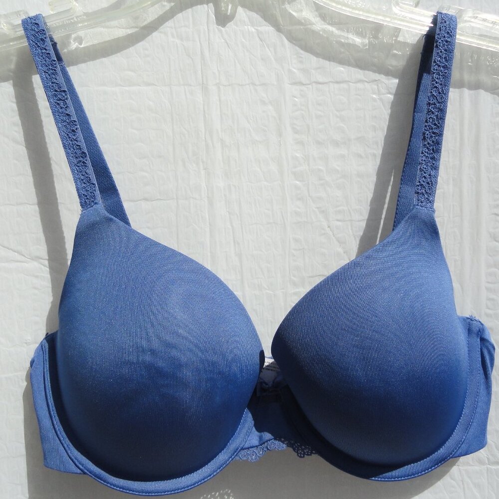 Maidenform Push Up Bra Size 36C Blue Bra Underwire Adjustable Strap 2 Ways